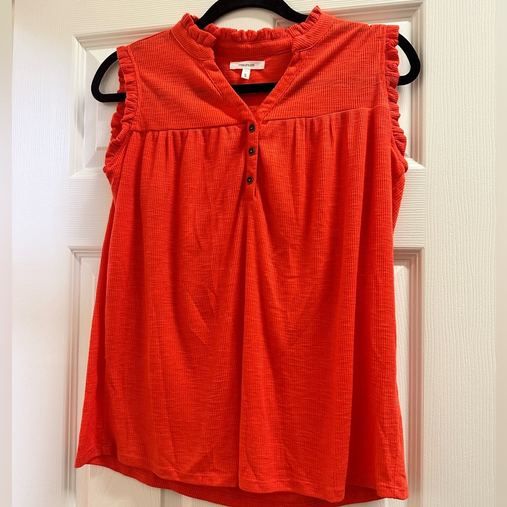 Bright ribbed flowy tank in Orange